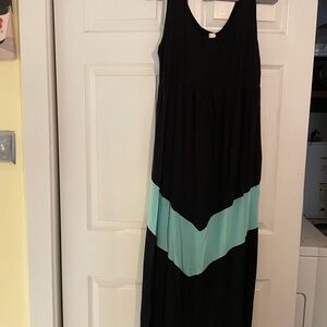 Bubble B size L Black and Teal knit Maxi Dress VVGUC